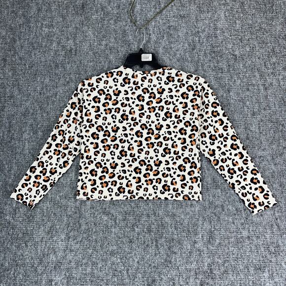Zara Shirt Girls 13-14 Cheetah Print Basic Long-Sleeve Casual Cotton‎ - Picture 2 of 10